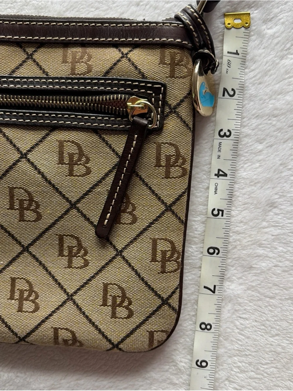 Y2K Dooney & Bourke Brown Monogram Canvas Messenger Bag